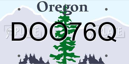 DOO76Q Oregon License Plate