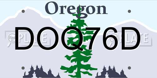 DOQ76D Oregon License Plate