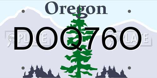 DOQ76O Oregon License Plate