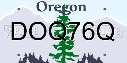DOQ76Q Oregon License Plate