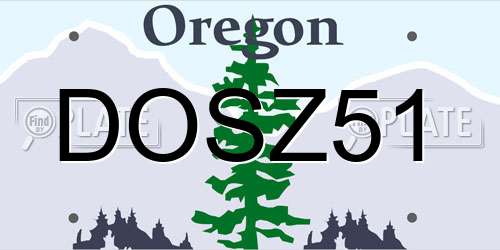 DOSZ51 Oregon License Plate