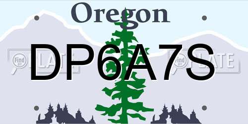 DP6A7S Oregon License Plate
