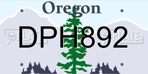 DPH892 Oregon License Plate