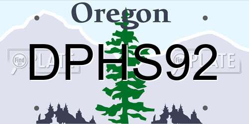 DPHS92 Oregon License Plate