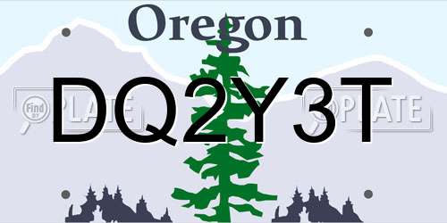 DQ2Y3T Oregon License Plate