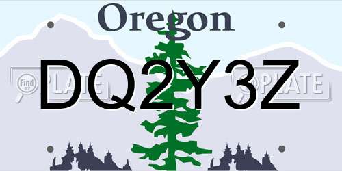 DQ2Y3Z Oregon License Plate