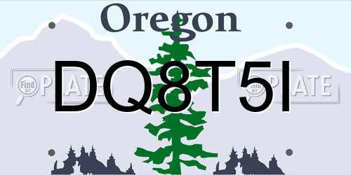 DQ8T5I Oregon License Plate