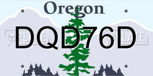 DQD76D Oregon License Plate