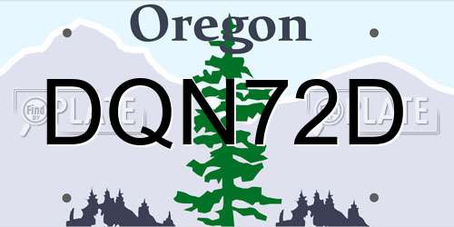 DQN72D Oregon License Plate