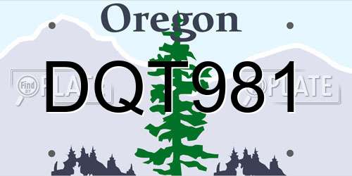 DQT981 Oregon License Plate