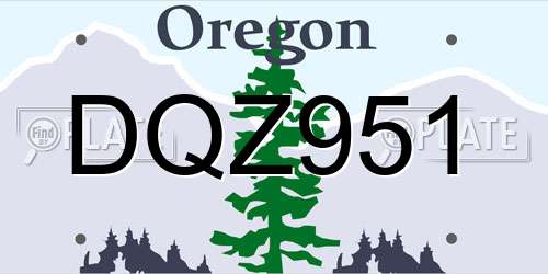 DQZ951 Oregon License Plate
