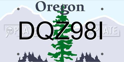 DQZ98I Oregon License Plate
