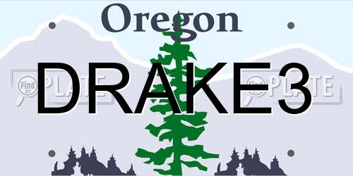 DRAKE3 Oregon License Plate