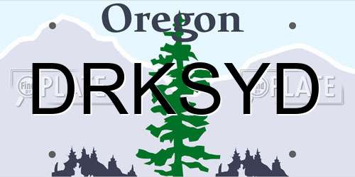 DRKSYD Oregon License Plate