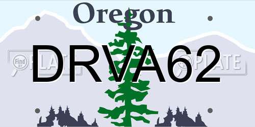 DRVA62 Oregon License Plate