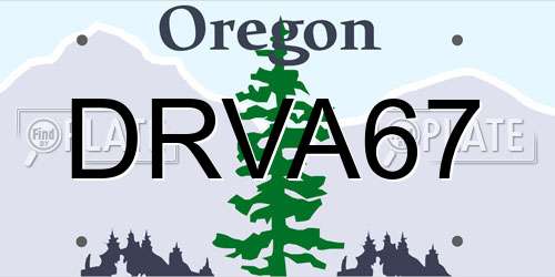 DRVA67 Oregon License Plate