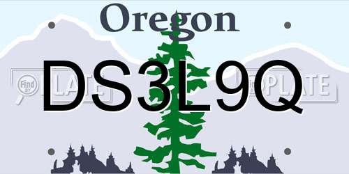 DS3L9Q Oregon License Plate