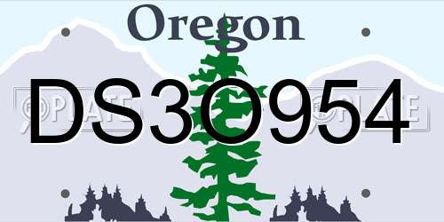DS3O954 Oregon License Plate