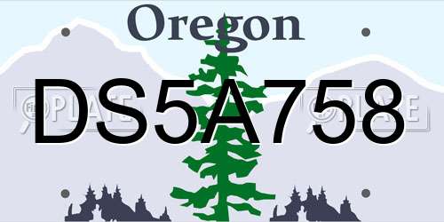 DS5A758 Oregon License Plate