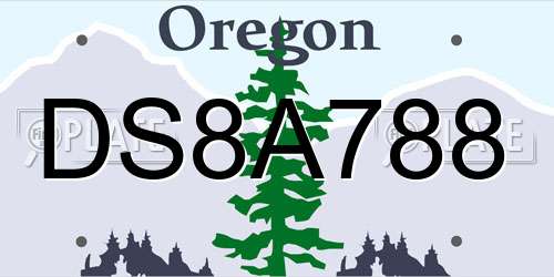 DS8A788 Oregon License Plate