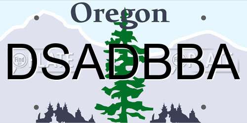 DSADBBA Oregon License Plate