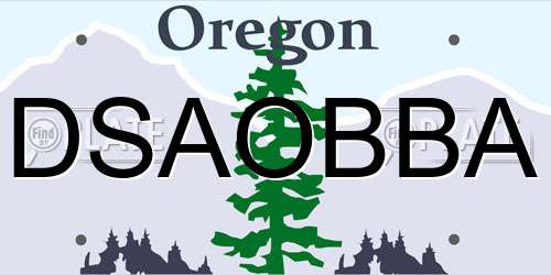 DSAOBBA Oregon License Plate