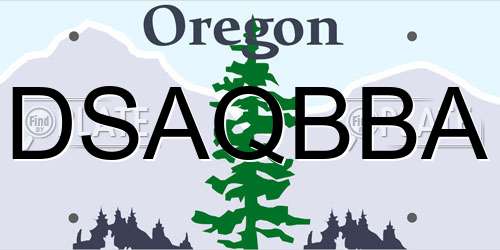 DSAQBBA Oregon License Plate