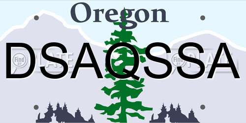DSAQSSA Oregon License Plate