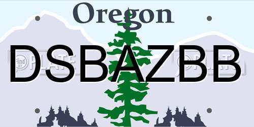 DSBAZBB Oregon License Plate