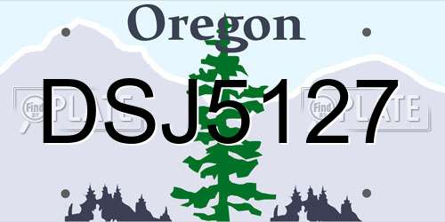 DSJ5127 Oregon License Plate