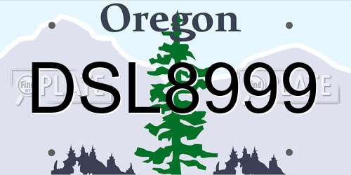 DSL8999 Oregon License Plate