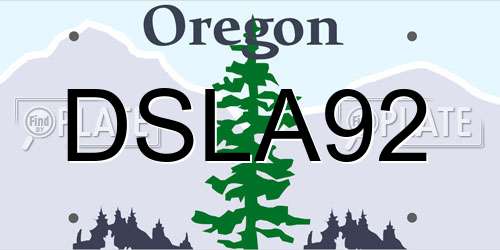 DSLA92 Oregon License Plate