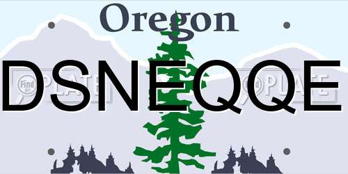 DSNEQQE Oregon License Plate