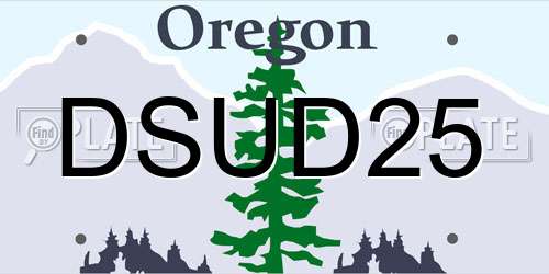 DSUD25 Oregon License Plate