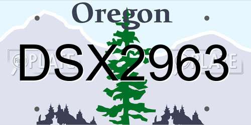 DSX2963 Oregon License Plate