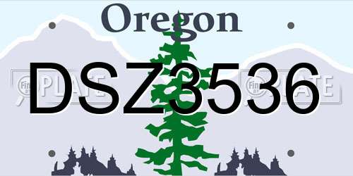 DSZ3536 Oregon License Plate