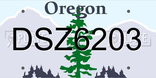 DSZ6203 Oregon License Plate