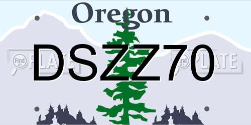DSZZ70 Oregon License Plate