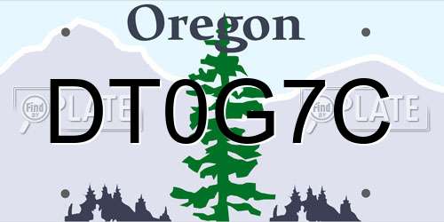 DT0G7C Oregon License Plate