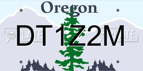 DT1Z2M Oregon License Plate