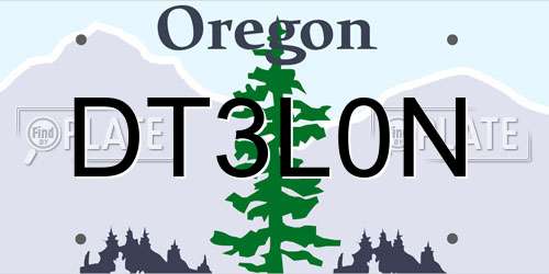 DT3L0N Oregon License Plate