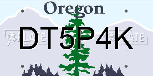 DT5P4K Oregon License Plate
