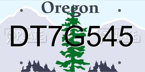 DT7G545 Oregon License Plate