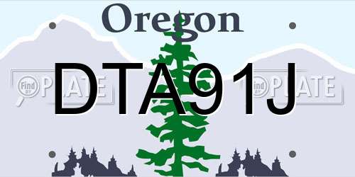 DTA91J Oregon License Plate