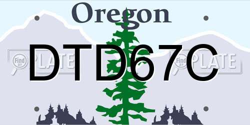 DTD67C Oregon License Plate