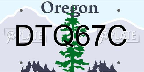 DTQ67C Oregon License Plate