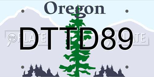 DTTD89 Oregon License Plate