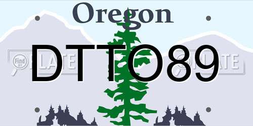 DTTO89 Oregon License Plate