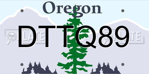 DTTQ89 Oregon License Plate