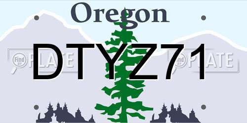 DTYZ71 Oregon License Plate